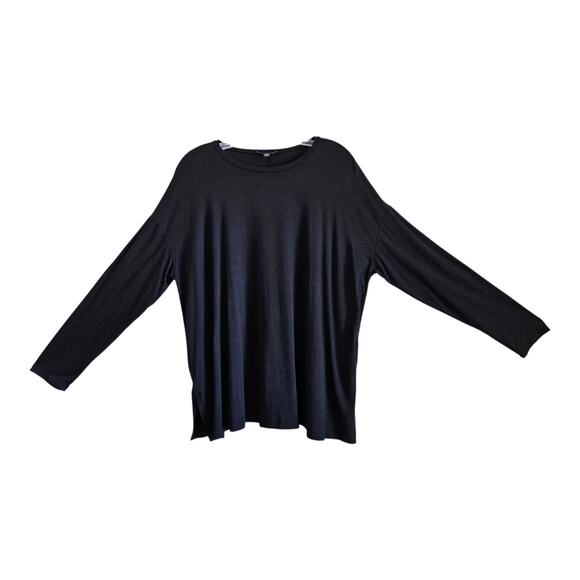 EILEEN FISHER Women's M Top T-Shirt Long Sleeve Side Slits Tencel Bust 48" - Picture 1 of 8